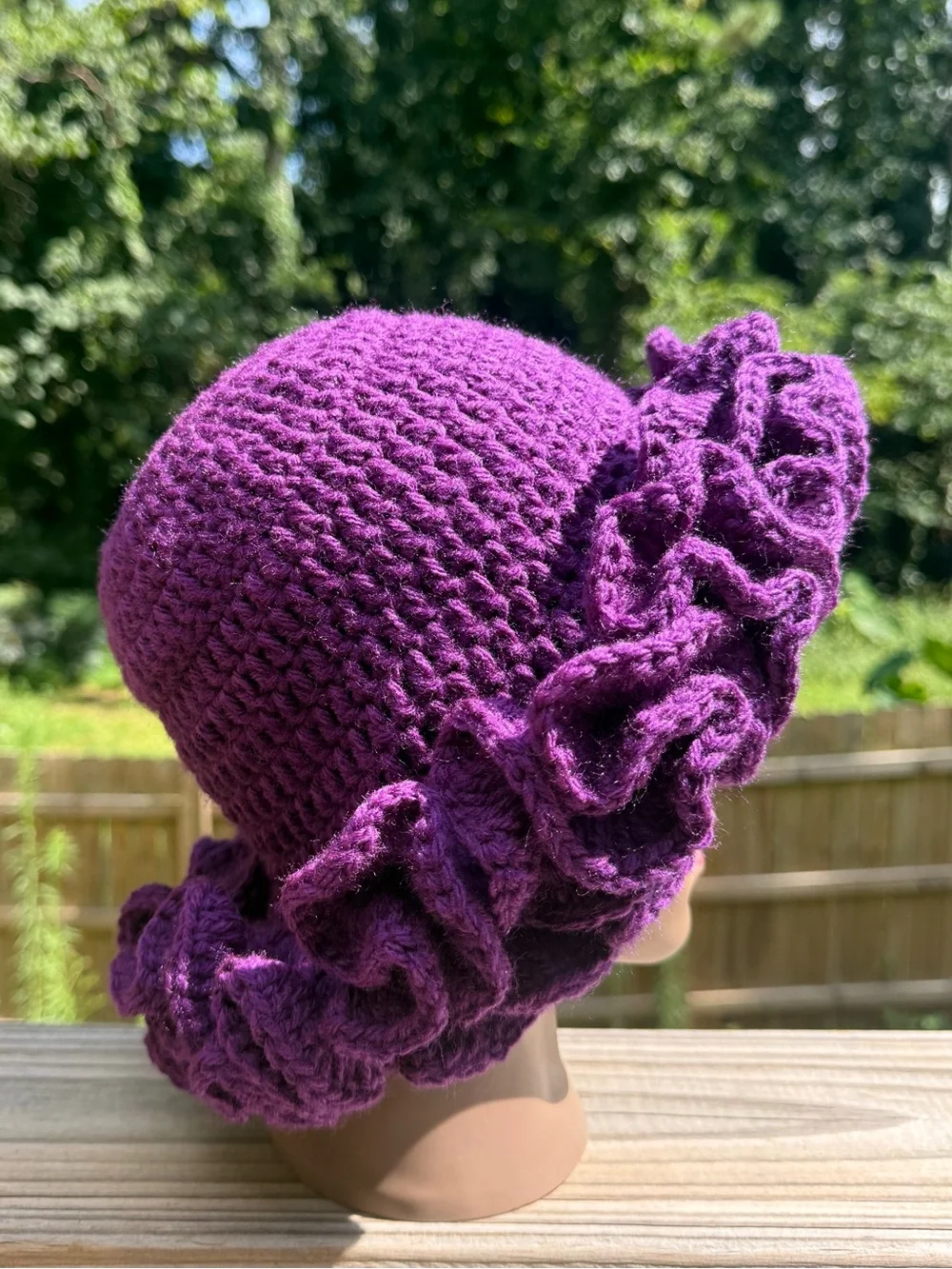 Grape Purple Handmade Crochet Ruffle Hat